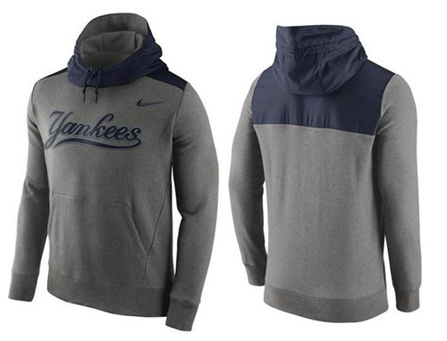 Men's New York Yankees Nike Gray Cooperstown Collection Hybrid Pullover Hoodie